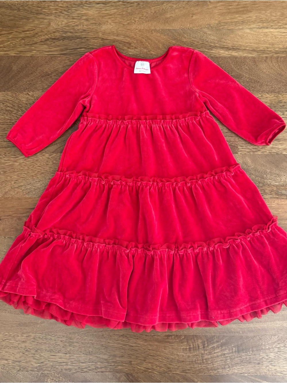 Hanna Andersson Red Velour Tiered Twirl Dress - Size 5